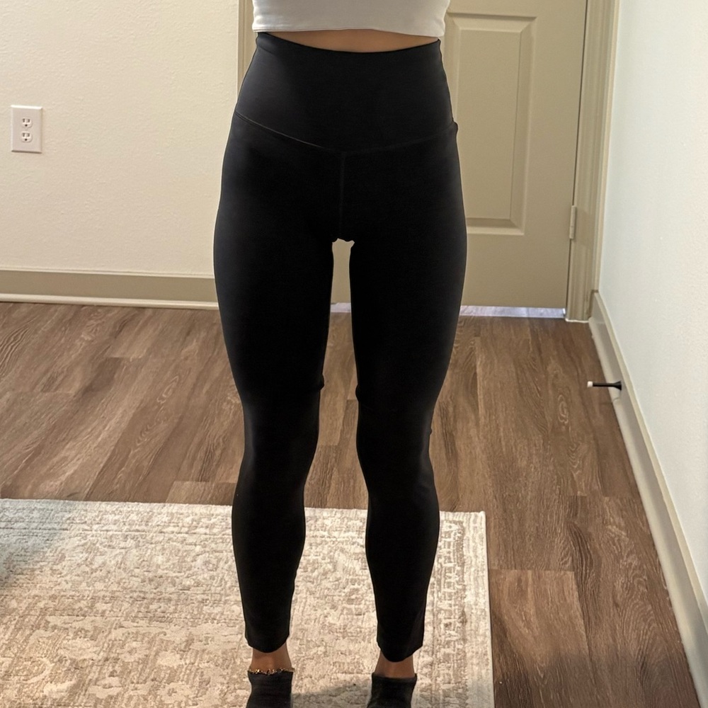 Lululemon Black/Gray Striped High-Rise Leggings